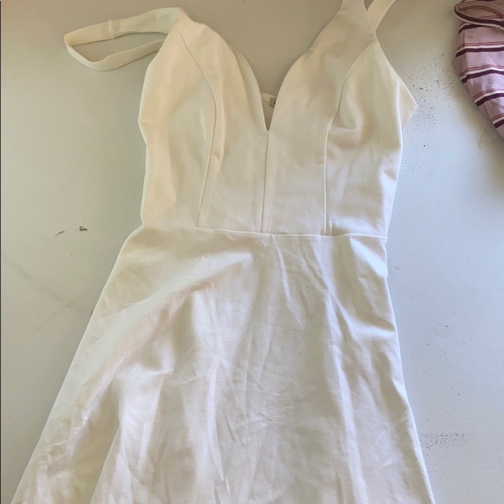 White Deep V-Neck Charlotte Russe Mini Dress